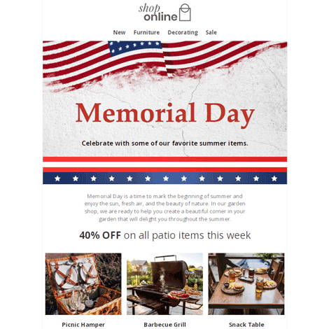 Memorial Day Patio Sale